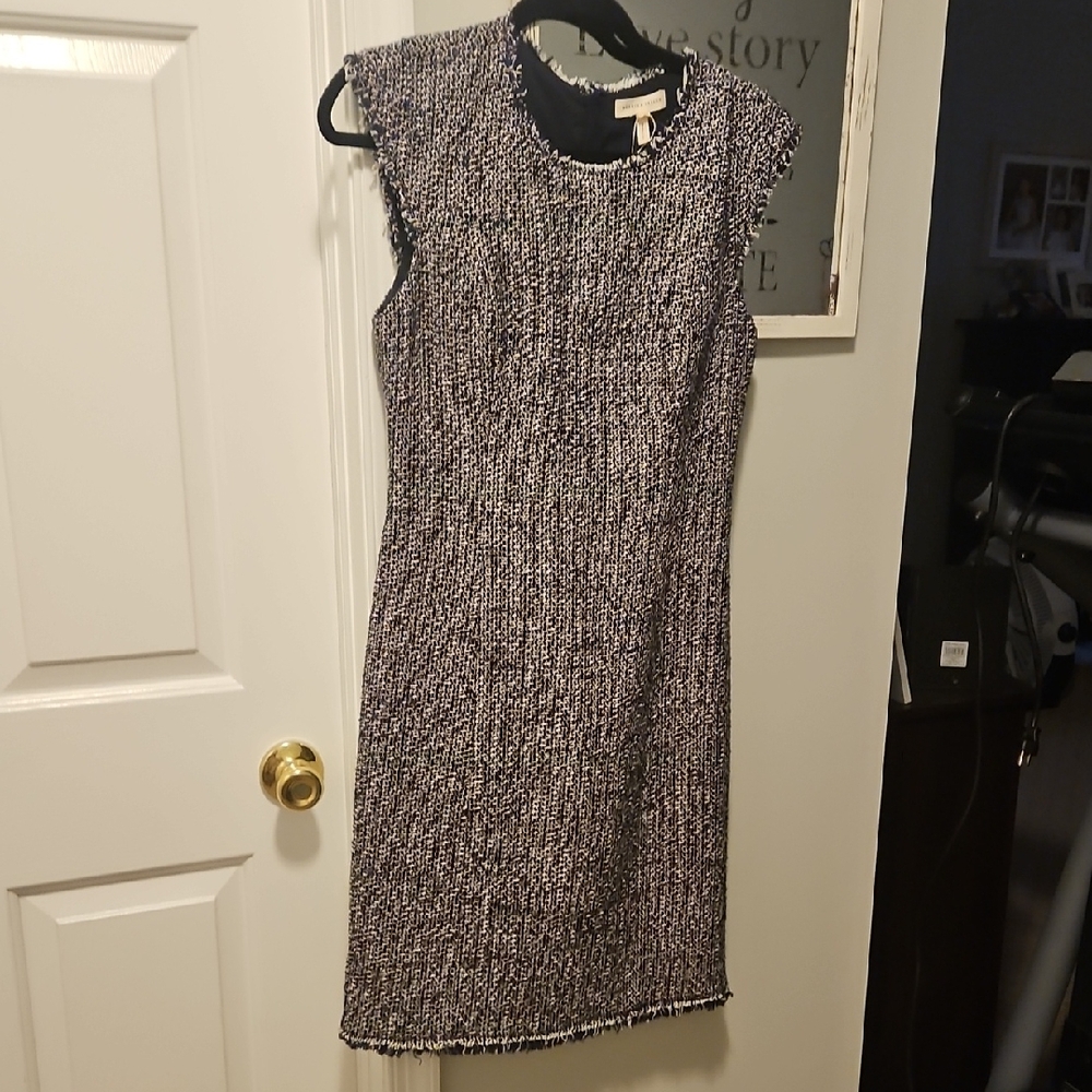 Elegant Black and White Tweed‎ Dress